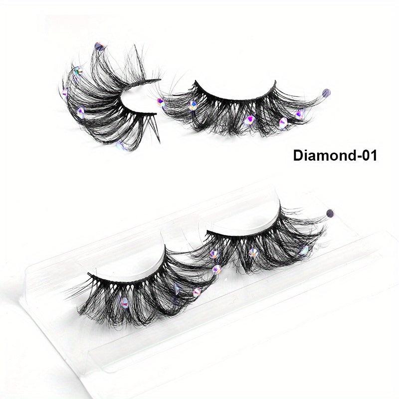 Glitter Rhinestone False Eyelashes with Thick Layer for Stage Performance