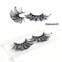Glitter Rhinestone False Eyelashes with Thick Layer for Stage Performance