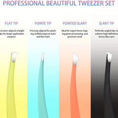 Professional Steel Tweezers Set - Facial Hair Eyebrows Ingrown Hair Removal