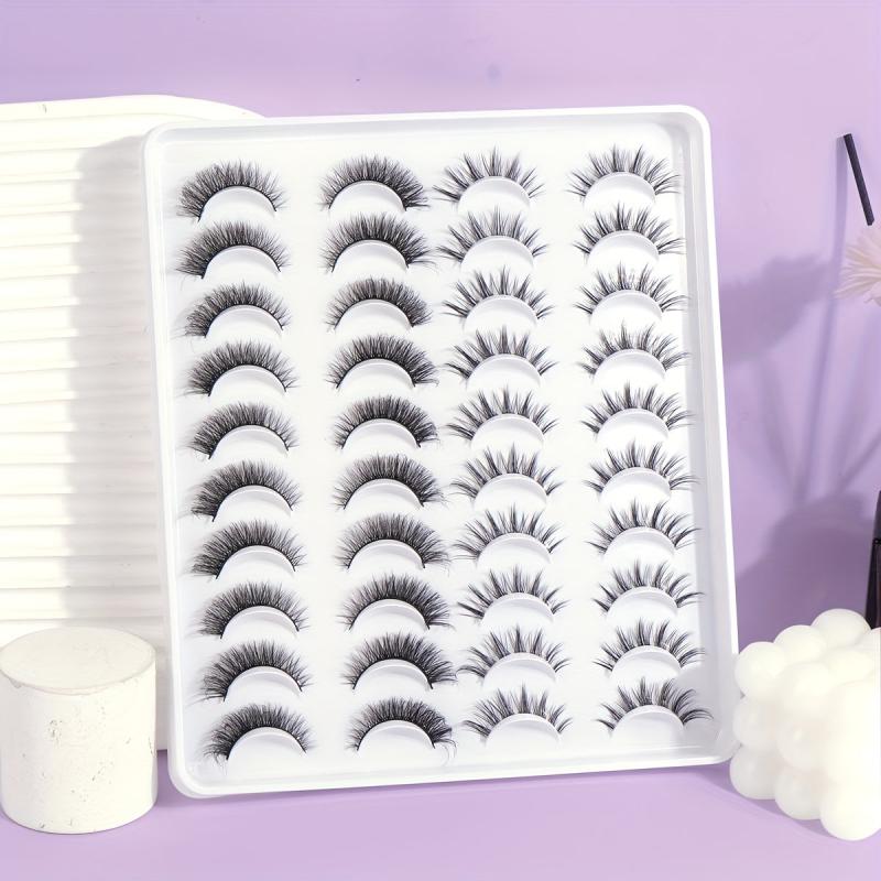 20 Pairs Thick Curling Reusable False Eyelashes For Dating Work Party