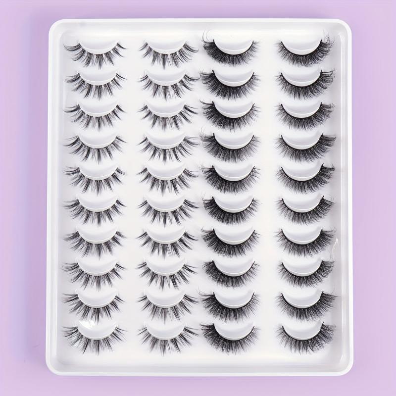 20 Pairs Thick Curling Reusable False Eyelashes For Dating Work Party