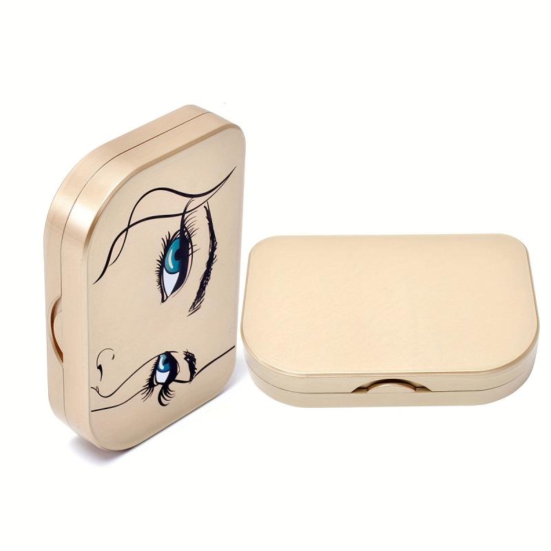 Golden Eyelash Storage Case with Mirror, Travel Makeup Organizer