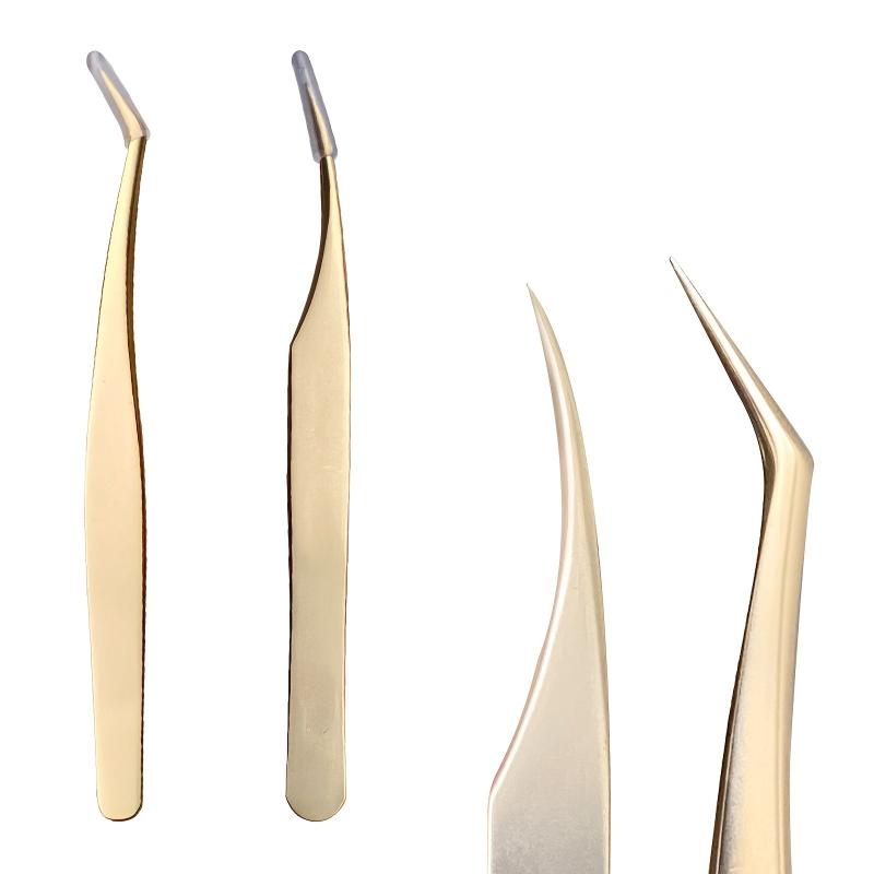 2 Pcs Eyelash Tweezers Thin Extensions Remover Tools