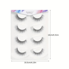 4 Pairs 3D False Eyelashes Faux Mink Hair Slim Thick Curling Lashes