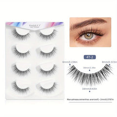 4 Pairs 3D False Eyelashes Faux Mink Hair Slim Thick Curling Lashes