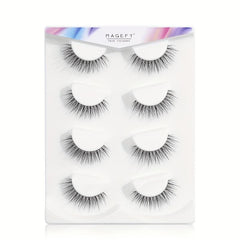 4 Pairs 3D False Eyelashes Faux Mink Hair Slim Thick Curling Lashes