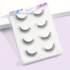 4 Pairs 3D False Eyelashes Faux Mink Hair Slim Thick Curling Lashes