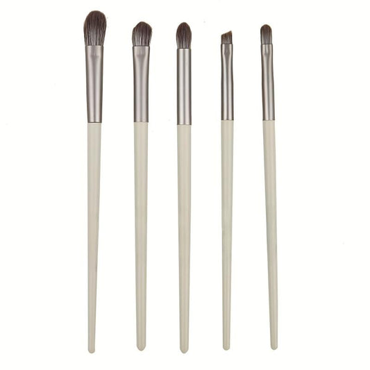 5pcs Eye Blender Brush Kit Gray Synthetic Soft Bristle Wooden Handle