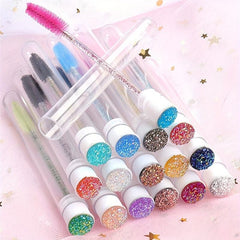 10pcs Eyelash Brush With Dust-proof Tube Container