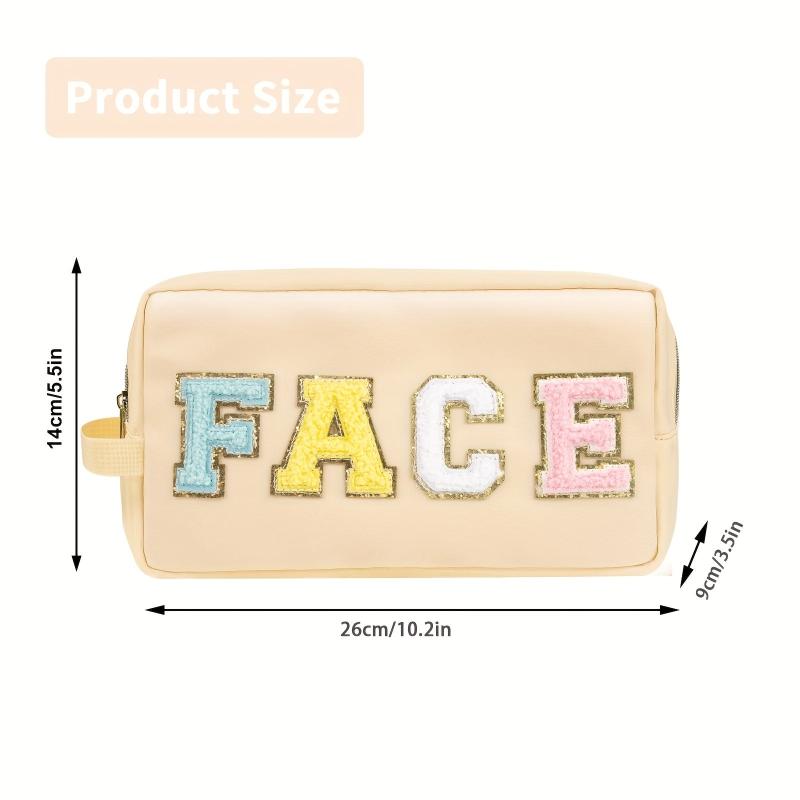 Preppy Makeup Bag With Strap Nylon Waterproof Travel Toiletry Bag For Women