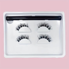 2 Pairs Clear Band Half Lashes & Eyeliner Set Fishtail Crisscross Style 4 14mm