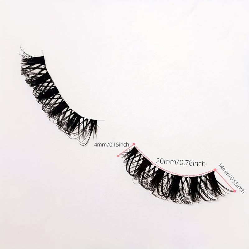 2 Pairs Clear Band Half Lashes & Eyeliner Set Fishtail Crisscross Style 4 14mm