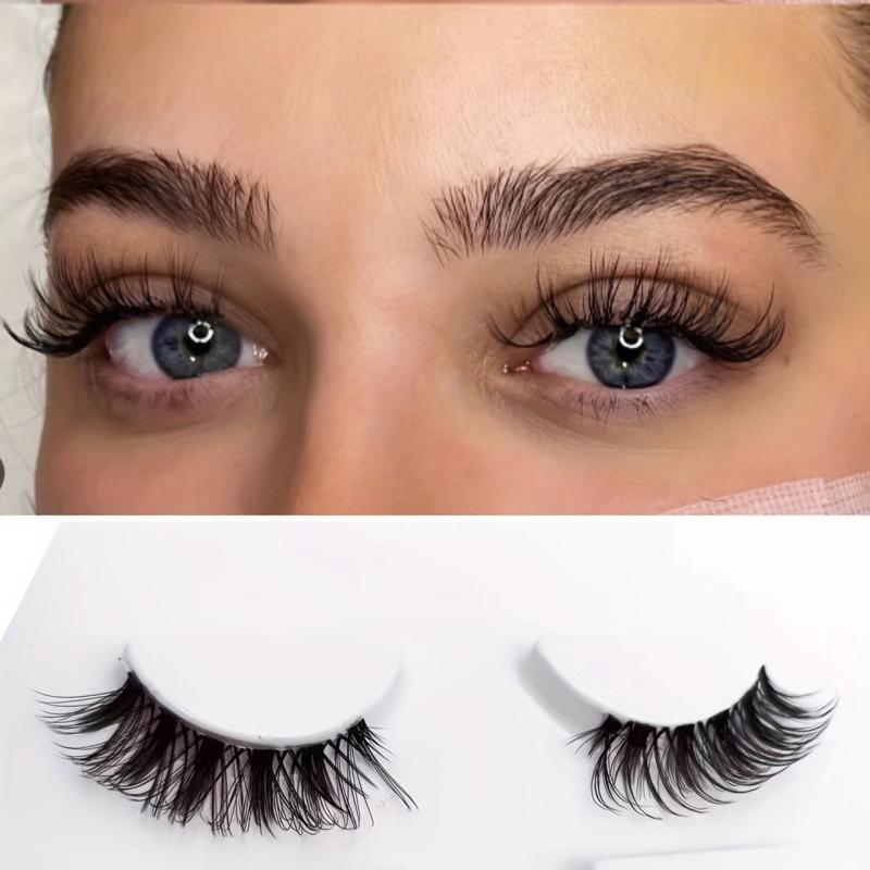 2 Pairs Clear Band Half Lashes & Eyeliner Set Fishtail Crisscross Style 4 14mm