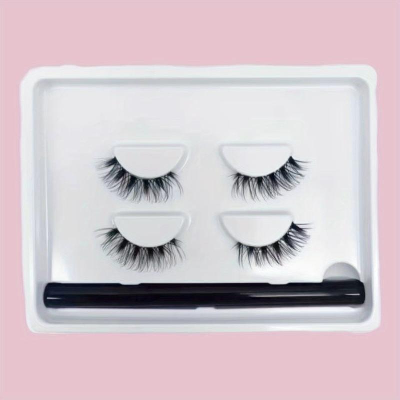 2 Pairs Clear Band Half Lashes & Eyeliner Set Fishtail Crisscross Style 4 14mm
