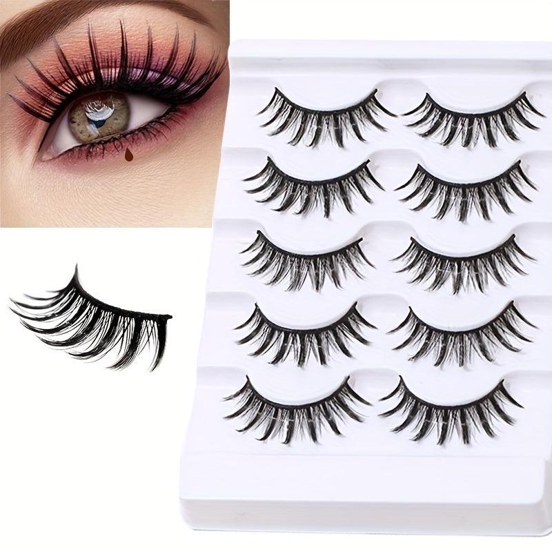 5 Pairs Wispy Fluffy False Eyelashes for Makeup, Dating, Party