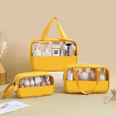 3 Pack Waterproof Travel Toiletry Bag Clear PVC Zippered Carry On Pouch