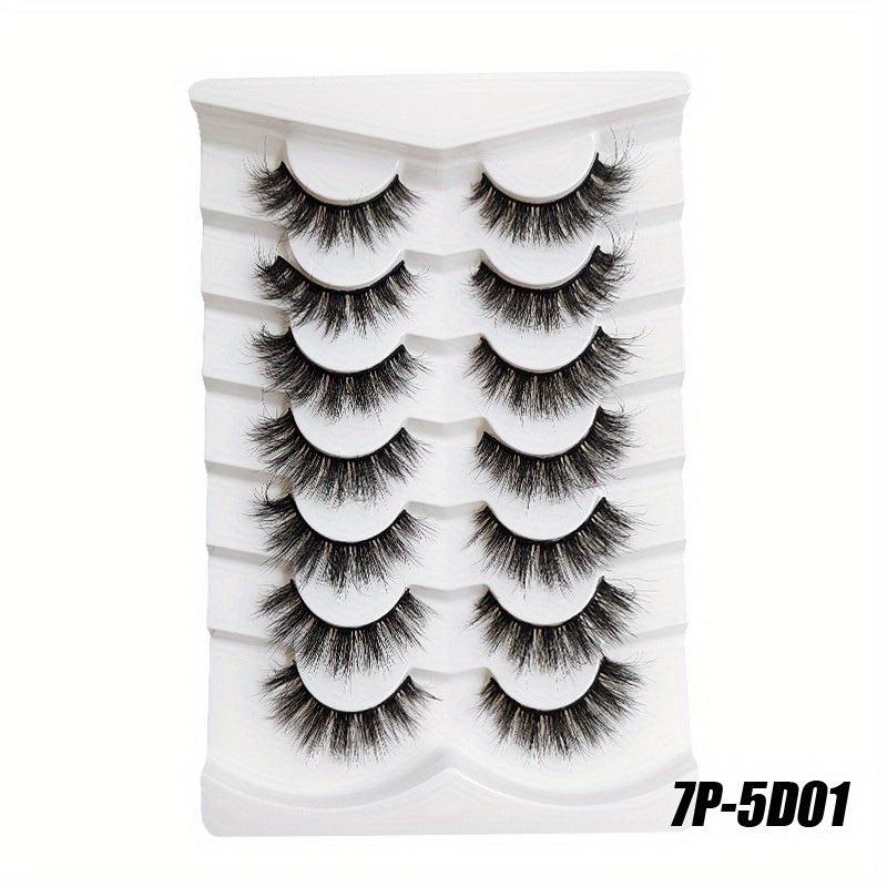 7 Pairs Fluffy Faux Mink False Eyelashes Soft Natural Wispy Daily Wear