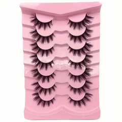 7 Pairs Fluffy Mink Cat Eye False Lashes - Daily & Party Makeup