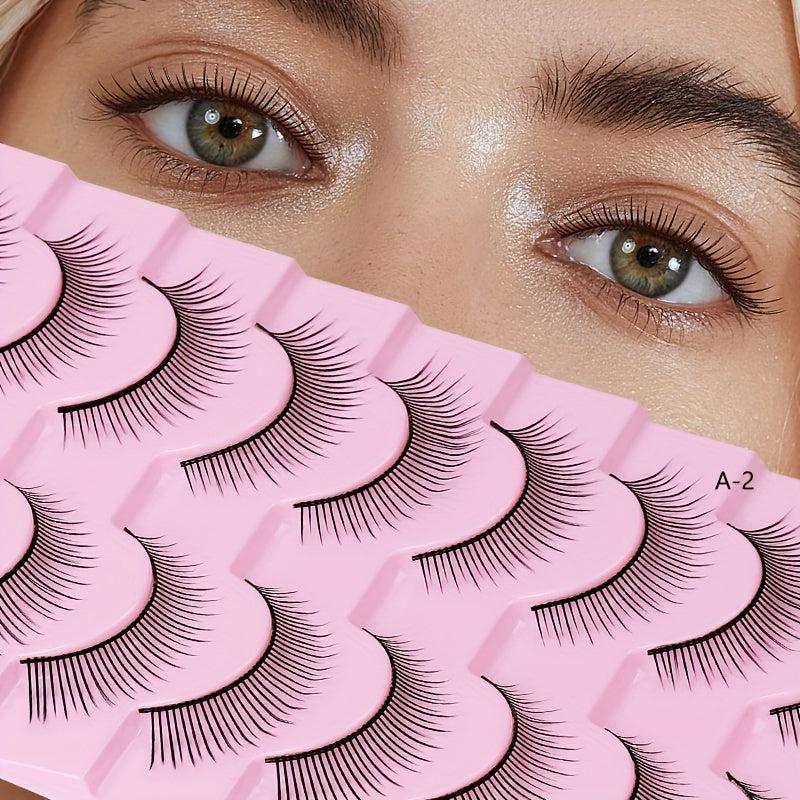 10 Pairs Natural Slender Curling False Eyelashes for Daily Use