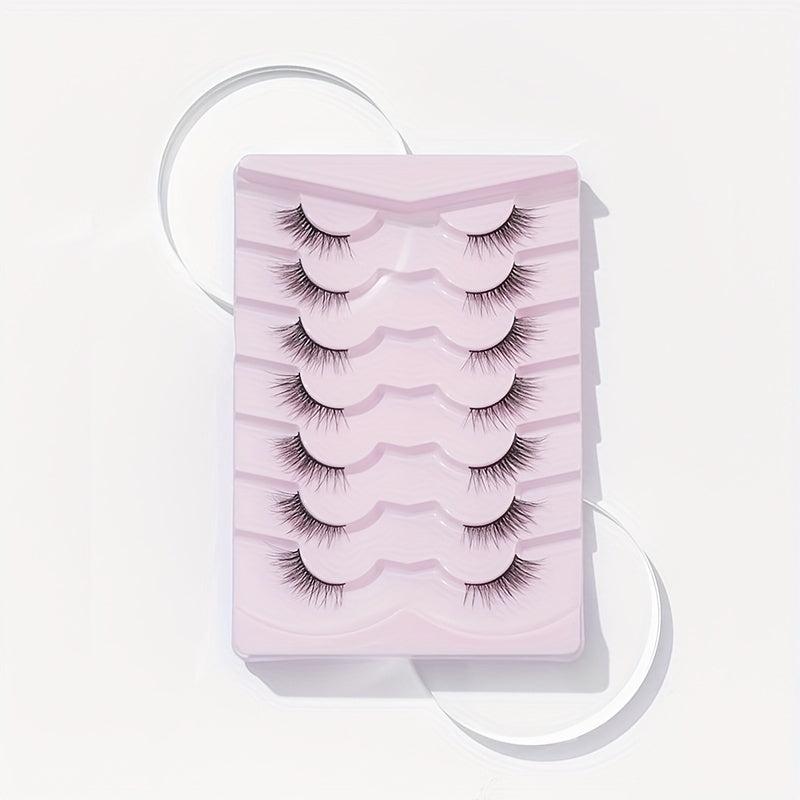 7 Pairs Half Eye False Eyelashes Natural Fluffy Wispy Lashes 14mm