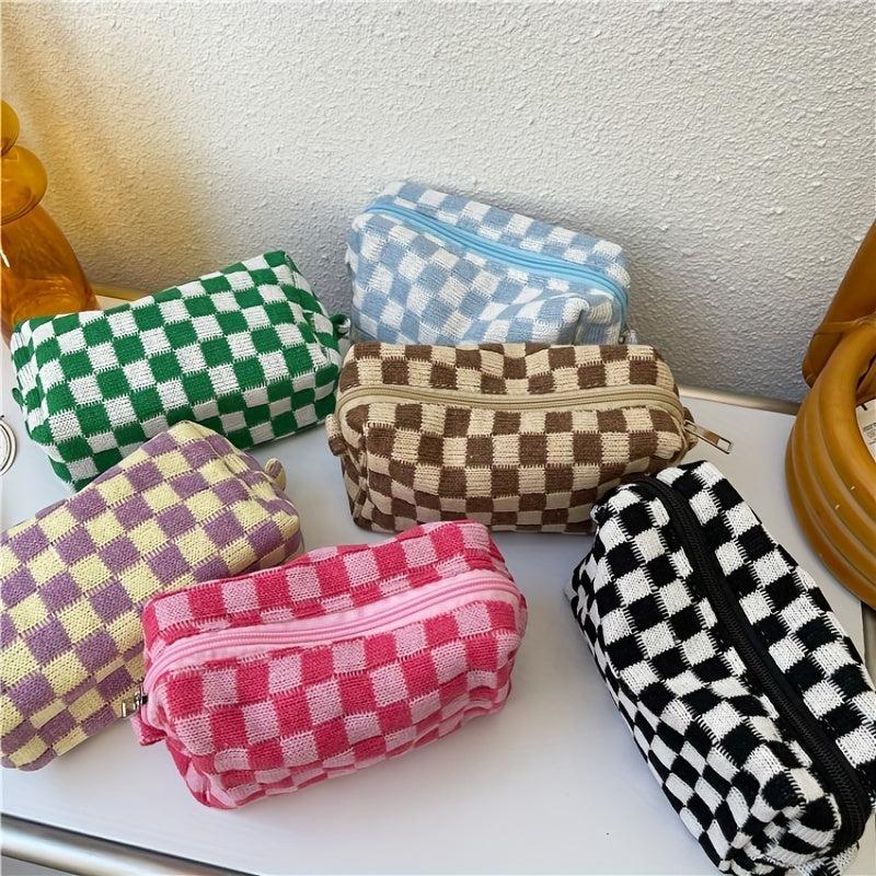 Small Grid Cosmetic Bag Makeup Bag Y2k Accessories Make Up Bag Y2k Purse