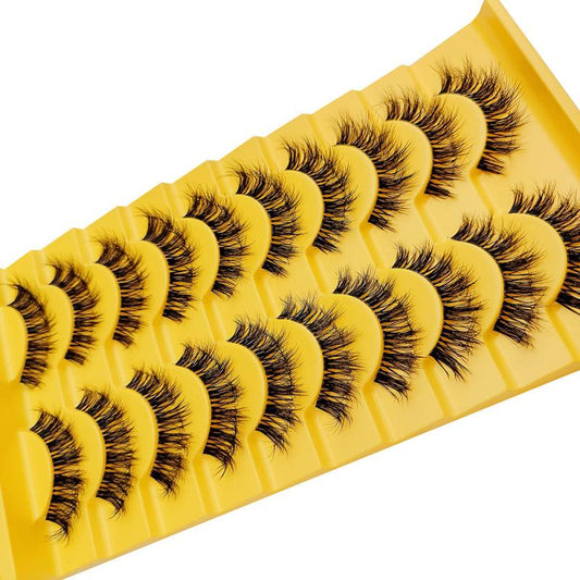 10 Pairs 6D Fluffy Wispy Faux Mink Eyelashes Cat Fox Eye Effect