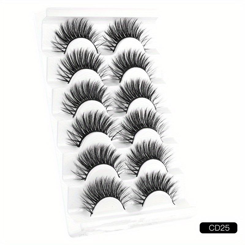 6 Pairs 8D Curling Faux Mink False Eyelashes for Voluminous Look
