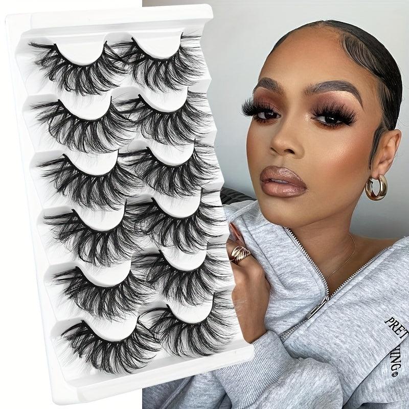 6 Pairs 8D Curling Faux Mink False Eyelashes for Voluminous Look