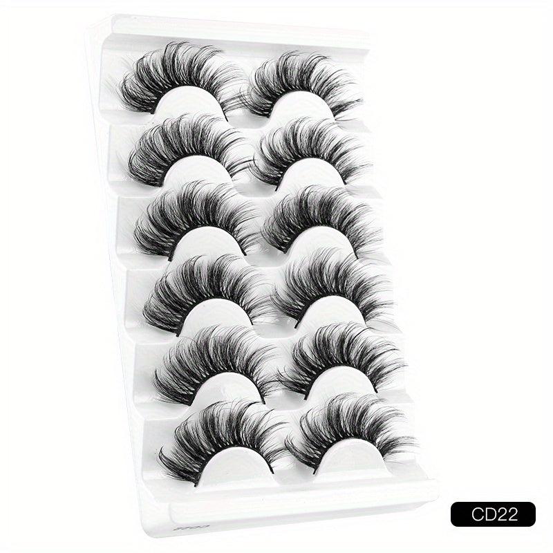 6 Pairs 8D Curling Faux Mink False Eyelashes for Voluminous Look