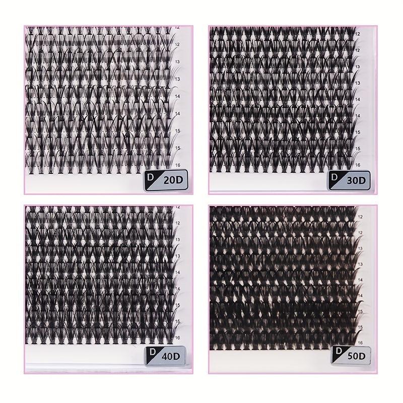 280Pcs Cluster Lashes 20D 30D 40D 50D 9 16mm Mix D Curling Individual Lashes Ext
