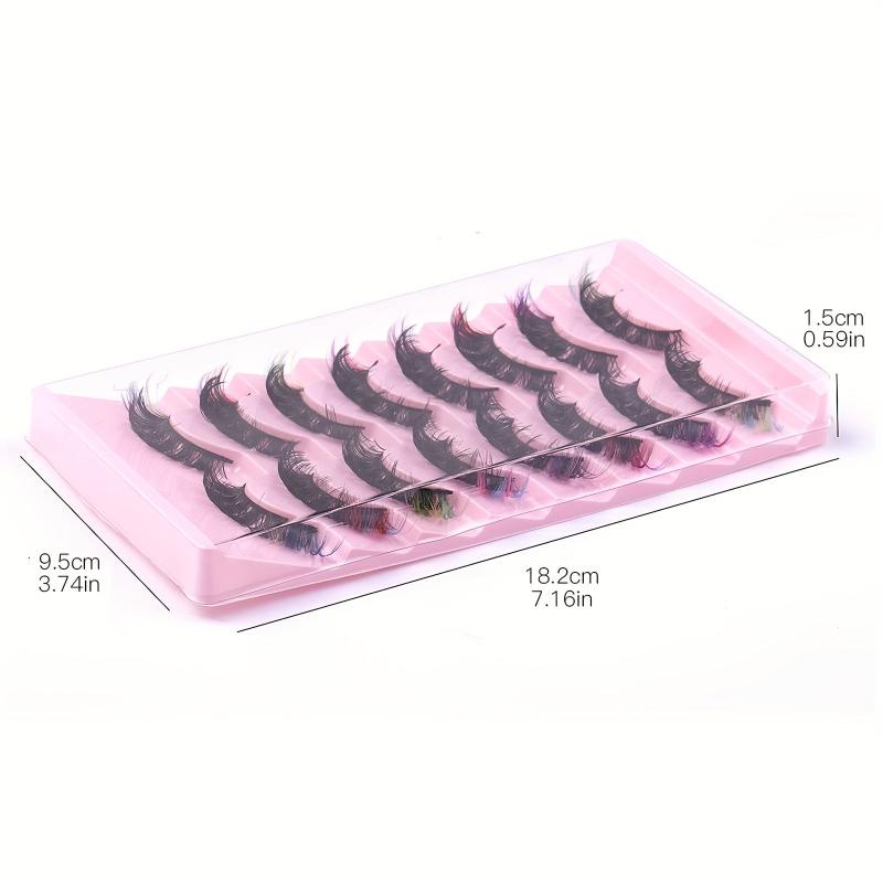 8 Pairs 6D Mink Colored D Curl Cat Eye Eyelashes for Halloween Party