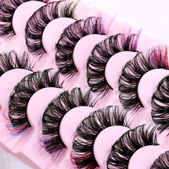 8 Pairs 6D Mink Colored D Curl Cat Eye Eyelashes for Halloween Party