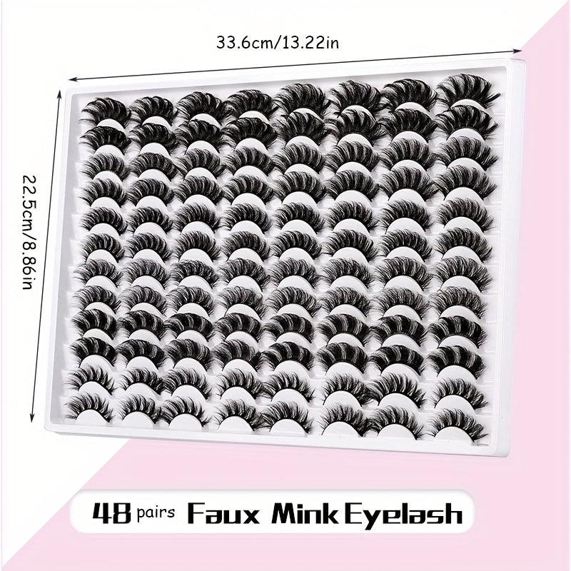 48 Pairs Faux Mink Lashes Wispy Natural Volume False Eyelash Extension