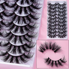 10 Pairs 25mm Fluffy Faux Mink Lashes 8D Wispy Thick Volume Lashes