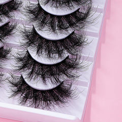 10 Pairs 25mm Fluffy Faux Mink Lashes 8D Wispy Thick Volume Lashes
