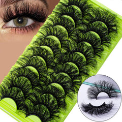 10 Pairs 25mm Fluffy Faux Mink Lashes 8D Wispy Thick Volume Lashes