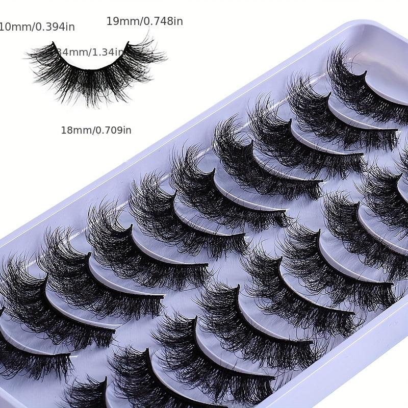 10 Pairs Fluffy False Eyelashes 8D Curling Fiber Eyelashes