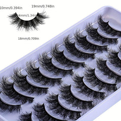 10 Pairs Fluffy False Eyelashes 8D Curling Fiber Eyelashes