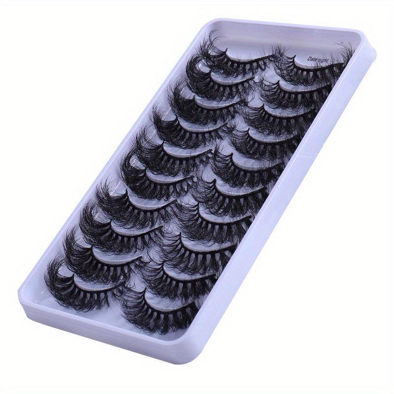 10 Pairs Fluffy False Eyelashes 8D Curling Fiber Eyelashes