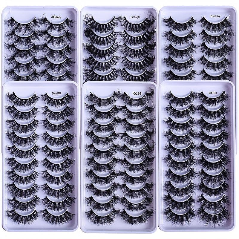 10 Pairs Fluffy False Eyelashes 8D Curling Fiber Eyelashes