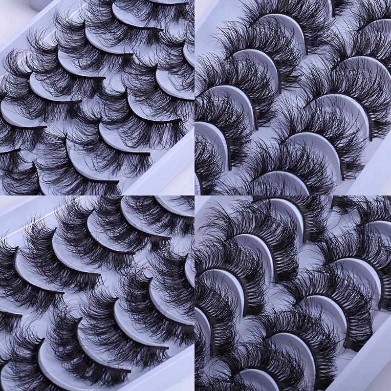 10 Pairs Fluffy False Eyelashes 8D Curling Fiber Eyelashes