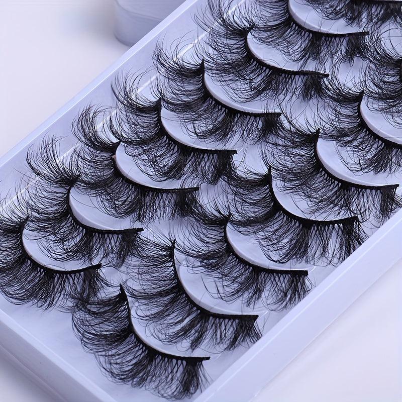 10 Pairs Fluffy False Eyelashes 8D Curling Fiber Eyelashes