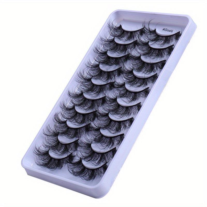 10 Pairs Fluffy False Eyelashes 8D Curling Fiber Eyelashes