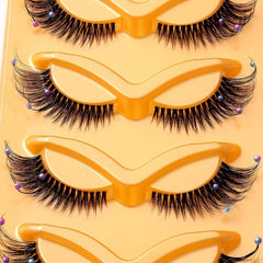 Natural Thick False Eyelashes With Long Bead Fiber