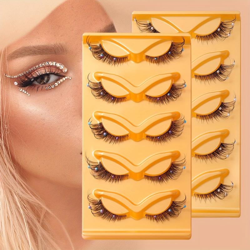 Natural Thick False Eyelashes With Long Bead Fiber