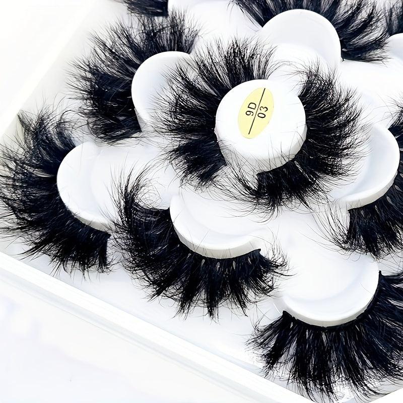 5 Pairs 25mm 3D Faux Mink Lashes Short Natural Look False Eyelashes