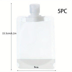 5pcs Makeup Packing Bags Travel Size Refillable Squeeze Pouch