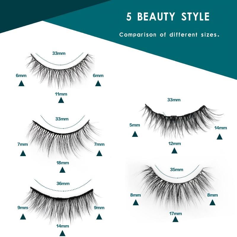 Magnetic Eyelashes with Eyeliner Kit 5 Pairs Natural Looking Waterproof