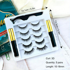 Magnetic Eyelashes with Eyeliner Kit 5 Pairs Natural Looking Waterproof