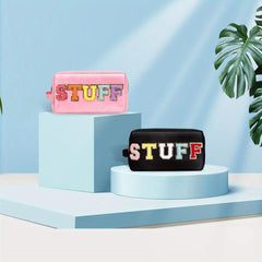 2 Pcs Nylon Cosmetic Bag Waterproof Makeup Pouch Zipper Travel Toiletries Pouch